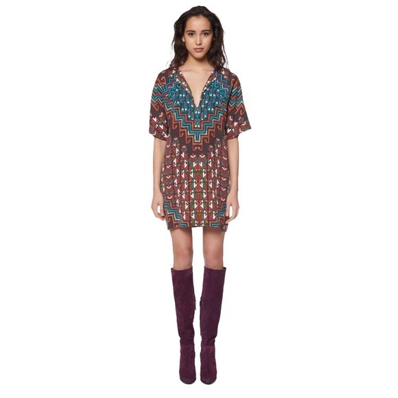 MARA HOFFMAN Dress Bolnisi Rug Tunic in Orange Multi Geometric Print Siz‎ XSmall - Picture 8 of 9